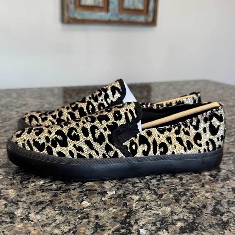 Jessica Simpson Animal leopard Print gold sparkly  Flats NWOT 8.5